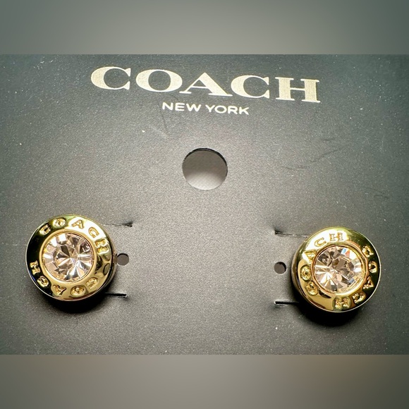 COACH GOLD OPEN CIRCLE STUD EARRINGS - Picture 4 of 6